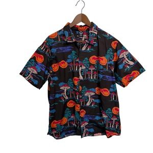 Neff Mushroom Forest Smiley Face Psychedelic Shirt Mens Large Party